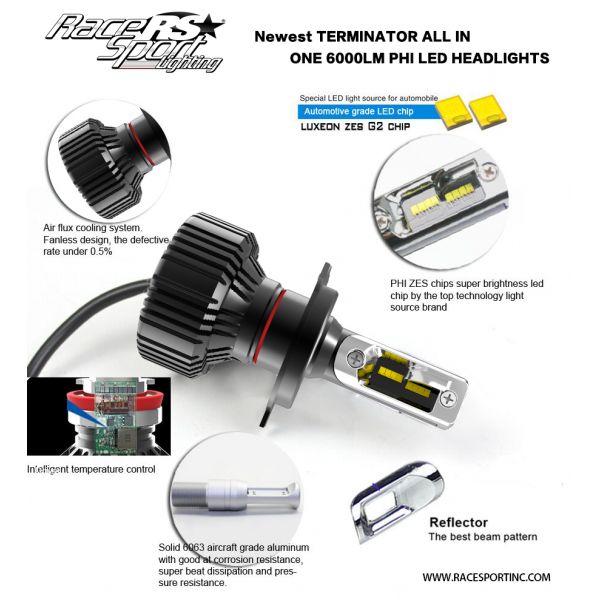 Race Sport Lighting Terminator Series H11 Fan-less LED Conversion